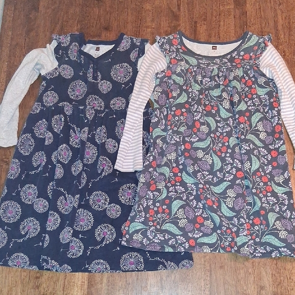 Tea Floral Long Sleeve Dresses Set Fall 100% Cotton 8 - Picture 1 of 9